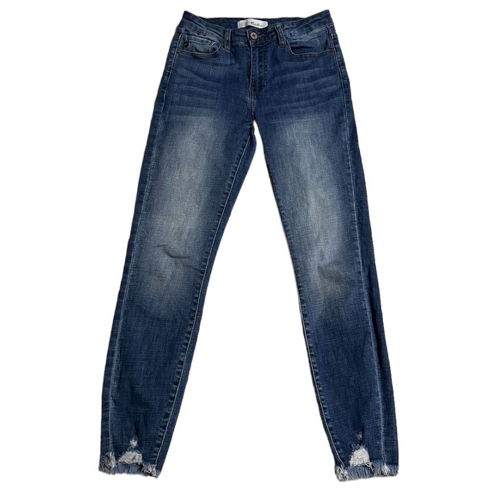 KanCan Jeans Womens 5/26 Blue Skinny Distressed Raw Hem Stretch Denim